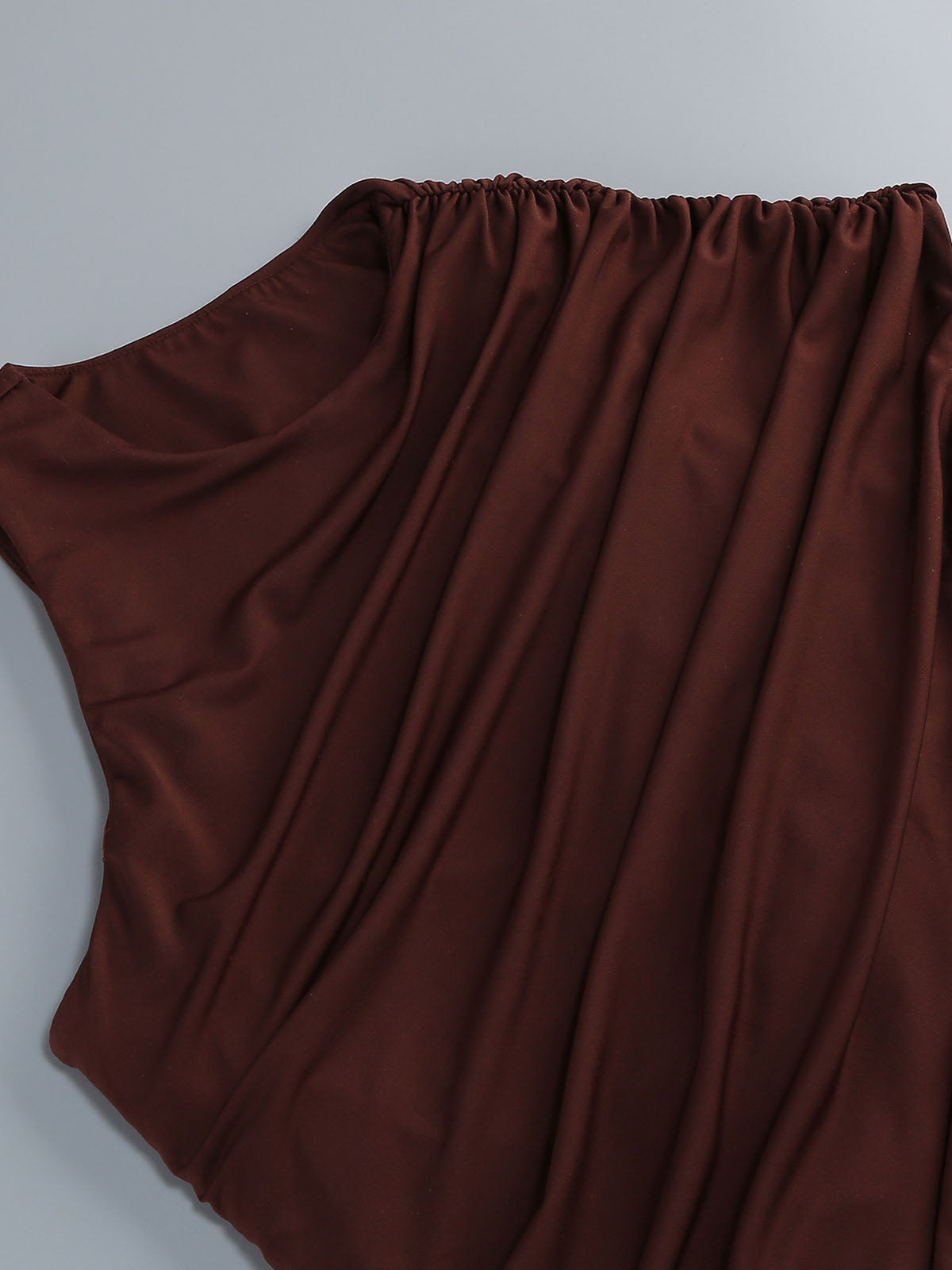 Asymmetrical Draped High Slit Cut Out Formal Maxi Dress - Brown