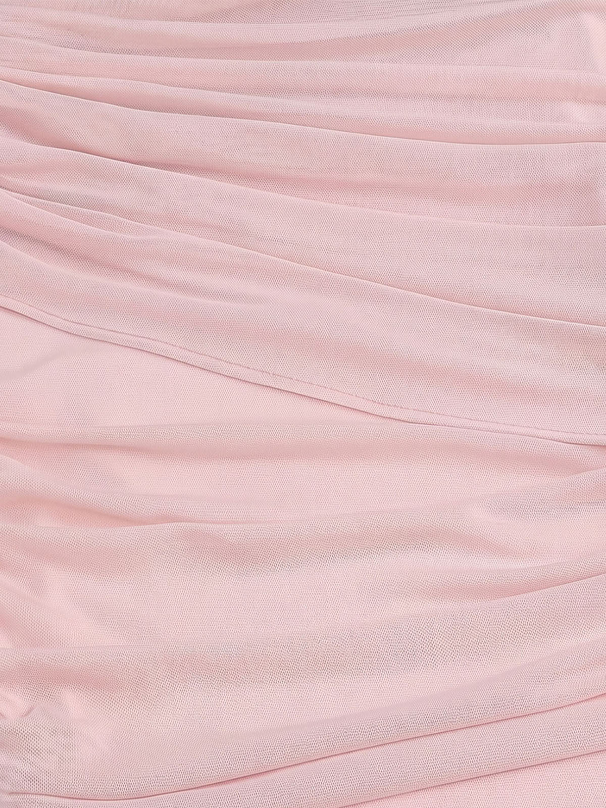 Asymmetrical Draped Neck Mesh Mermaid Formal Maxi Dress - Light Pink