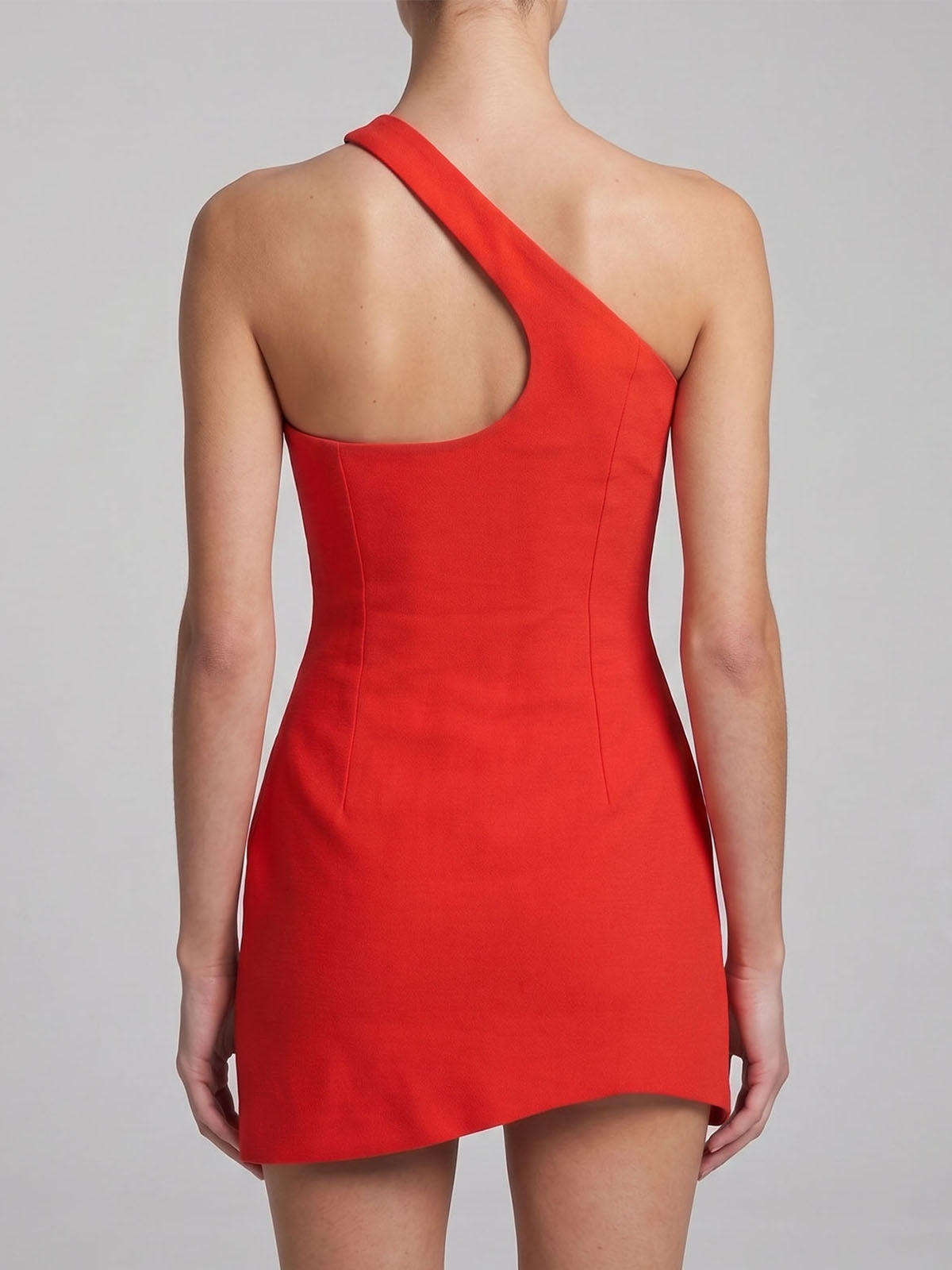 Asymmetrical One Shoulder Bodycon Bandage Party Mini Dress - Red