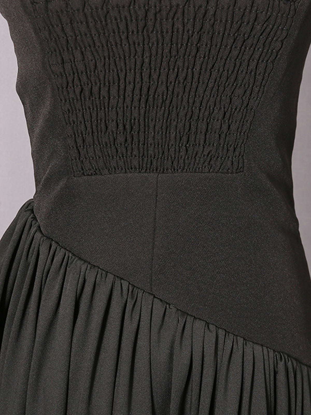 Asymmetrical Ruched Strapless Semi Formal Cocktail Maxi Dress - Black