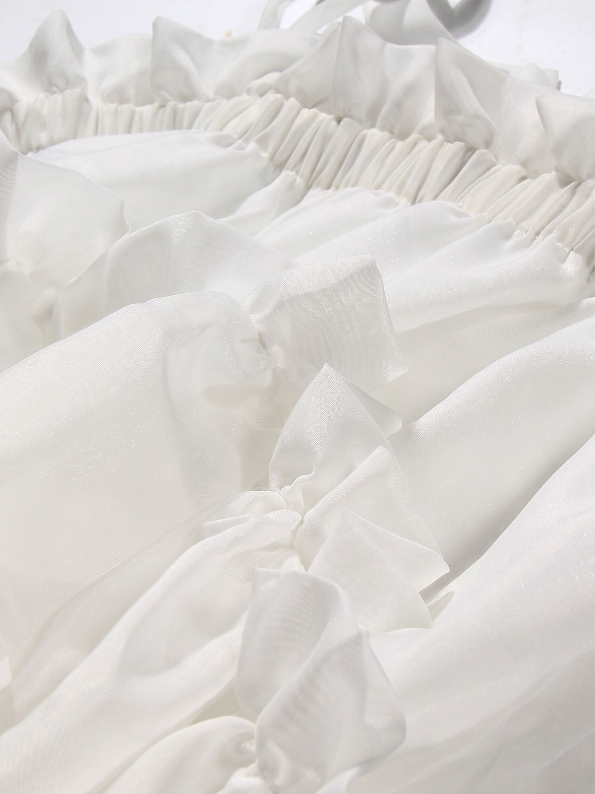 Breezy Tie Shoulder A Line Chiffon Ruffle High Low Sundress - White