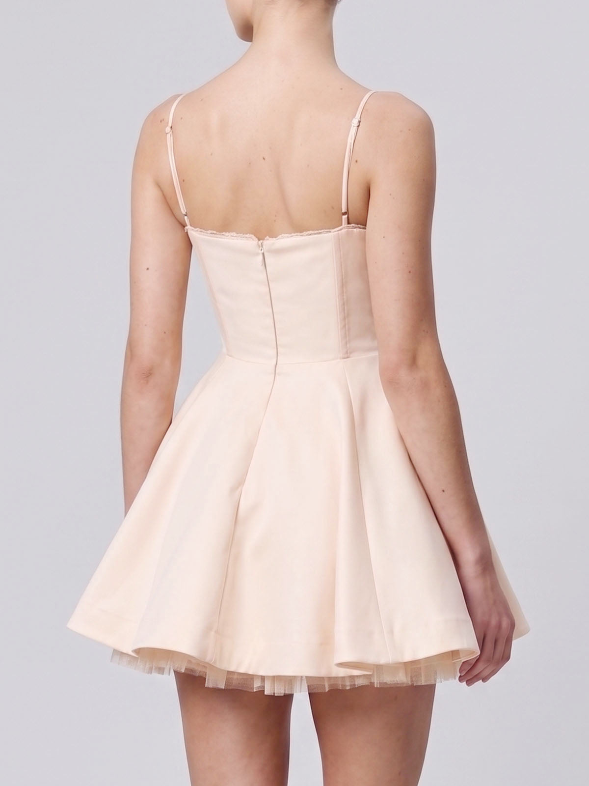Dreamy Bustier Fit & Flare Satin Corset Party Mini Dress - Ivory