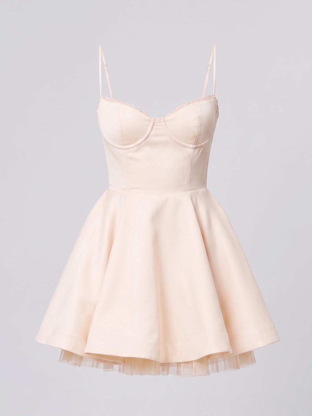 Dreamy Bustier Fit & Flare Satin Corset Party Mini Dress - Ivory