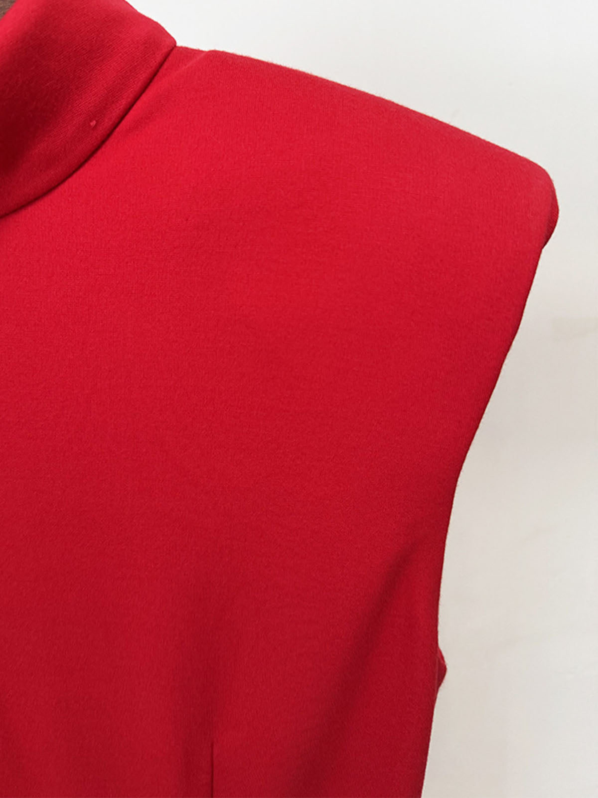 Edge Zip Up Slit High Neck Padded Sleeveless Formal Maxi Dress - Red