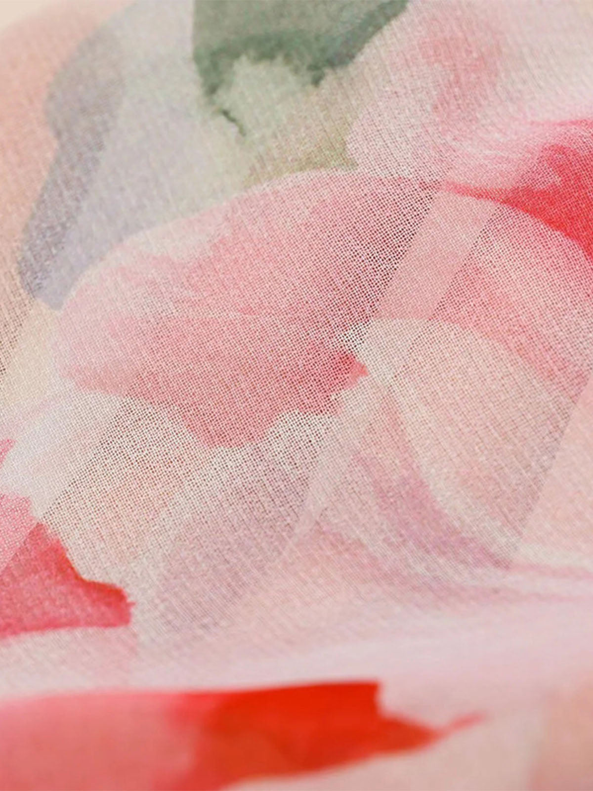 Elegant Scarf V Neck Sleeveless Chiffon Floral Print Midi Dress - Pink
