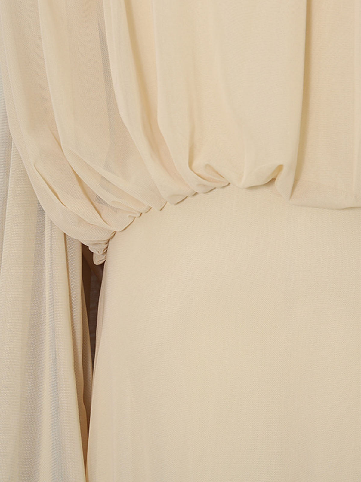 Graceful Crew Neck Ruched Chiffon Godet Formal Maxi Dress - Nude