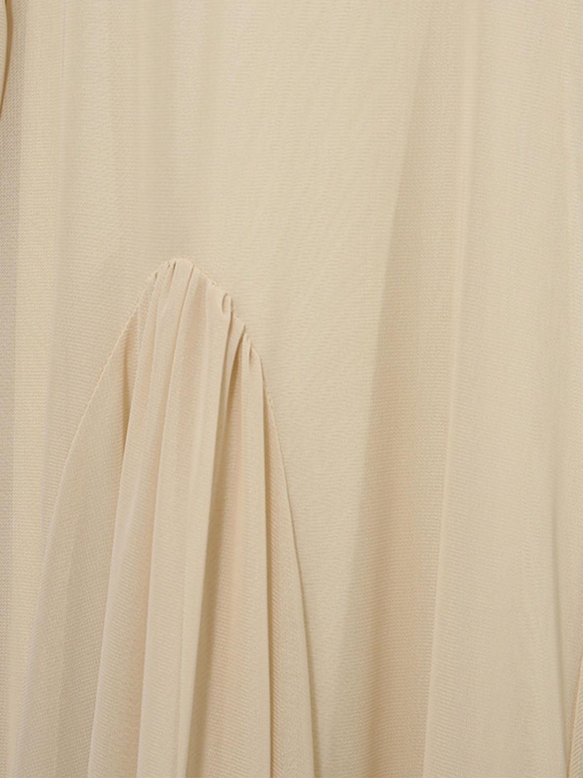 Graceful Crew Neck Ruched Chiffon Godet Formal Maxi Dress - Nude