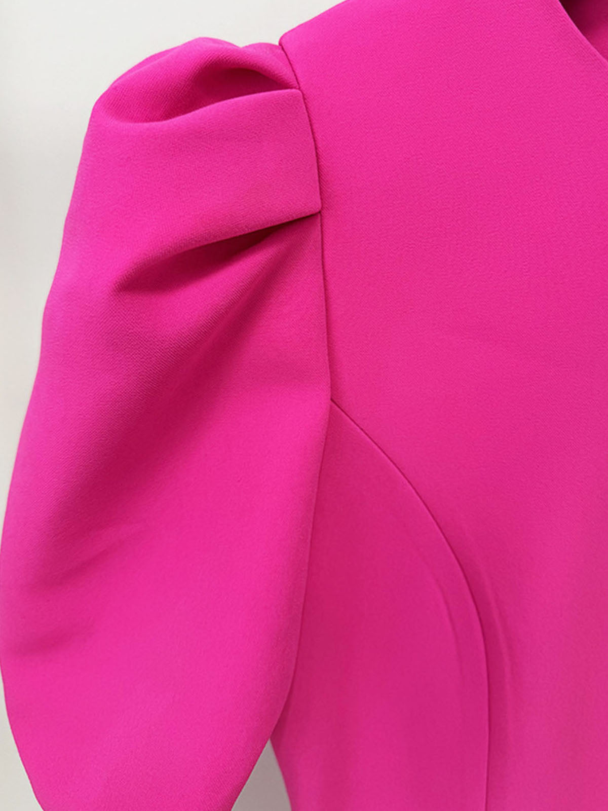 Luxury Floral Embellished Puff Sleeve Cocktail Midi Dress - Hot Pink