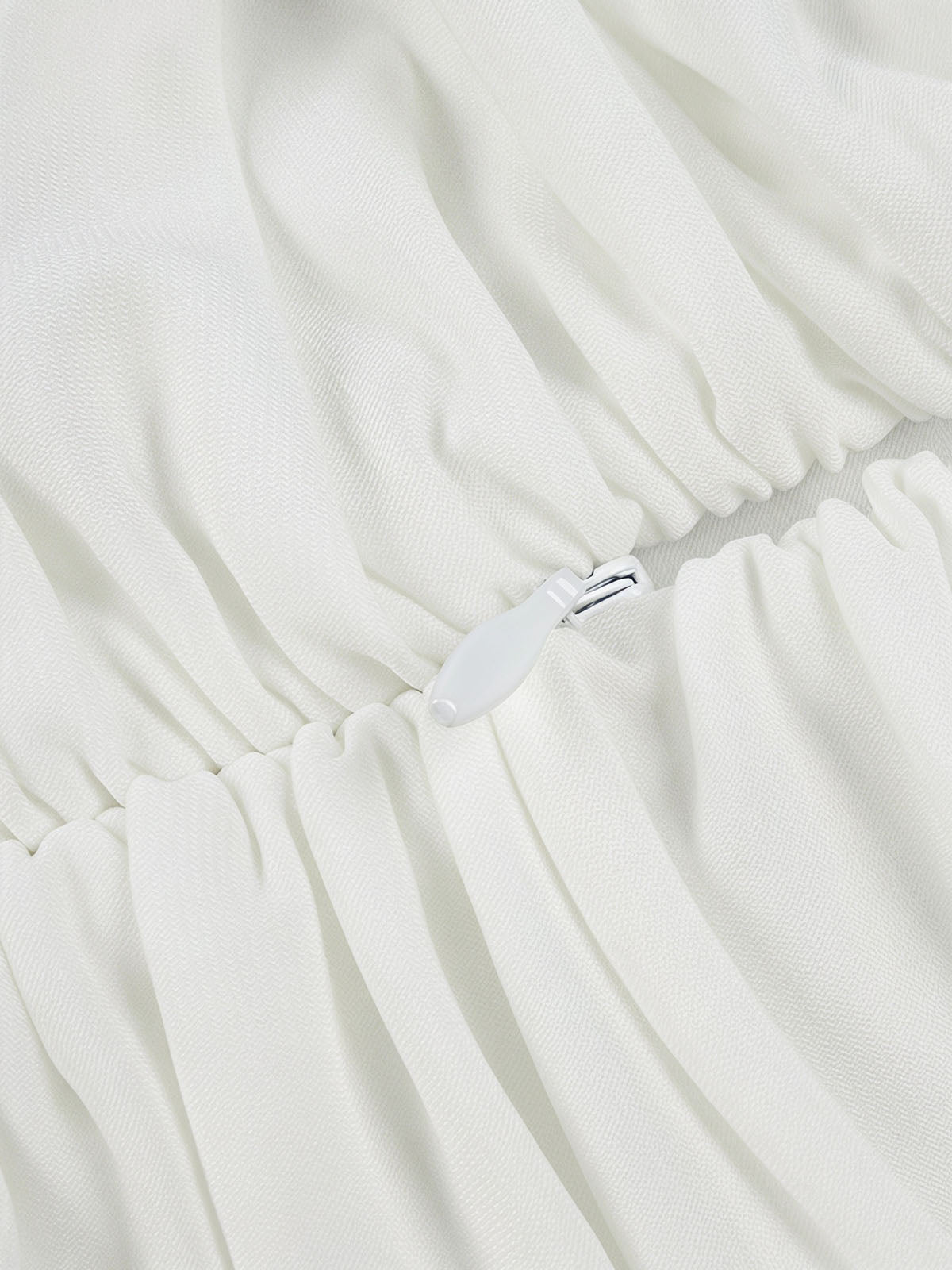 Luxury Plunge Cowl Neck Long Sleeve Ruched Mermaid Maxi Dress - White