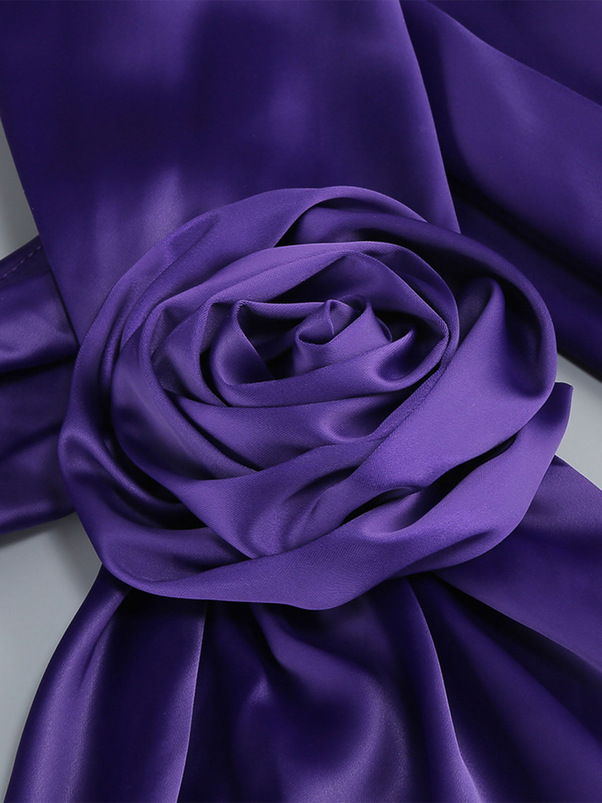 Opulent Flower Scarf Neck Satin Sheath Formal Maxi Dress - Dark Purple