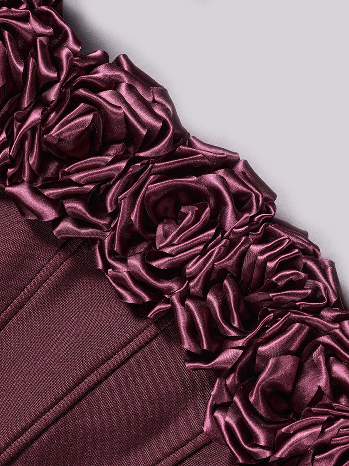 Romantic 3D Flower Off Shoulder Bandage Cocktail Midi Dress - Burgundy