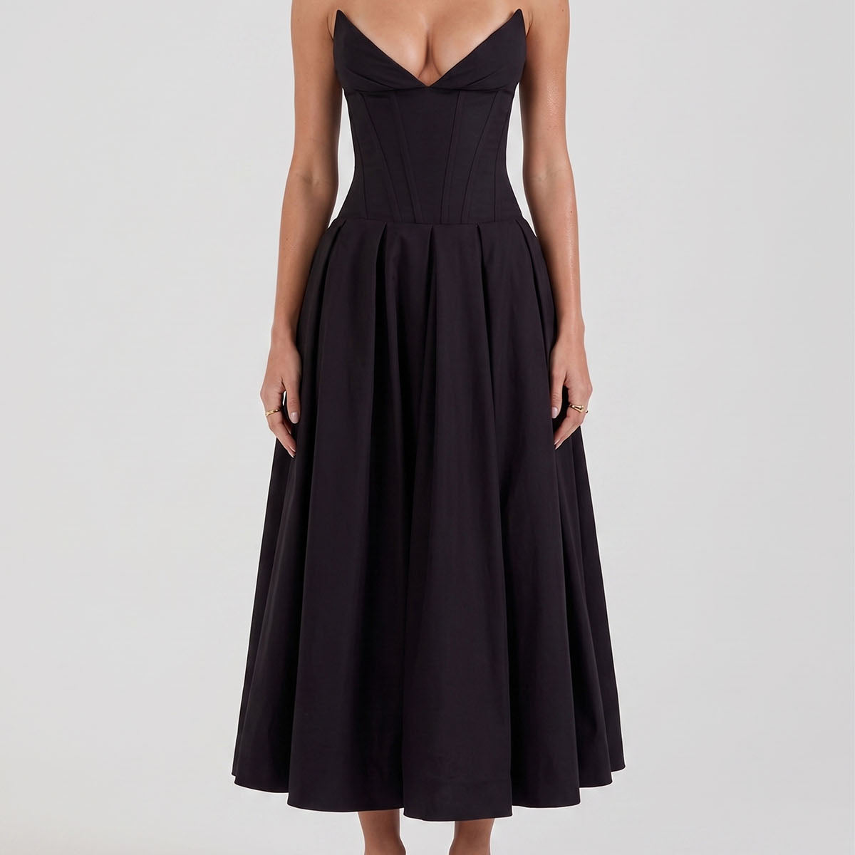 Black Satin Midi Dresses