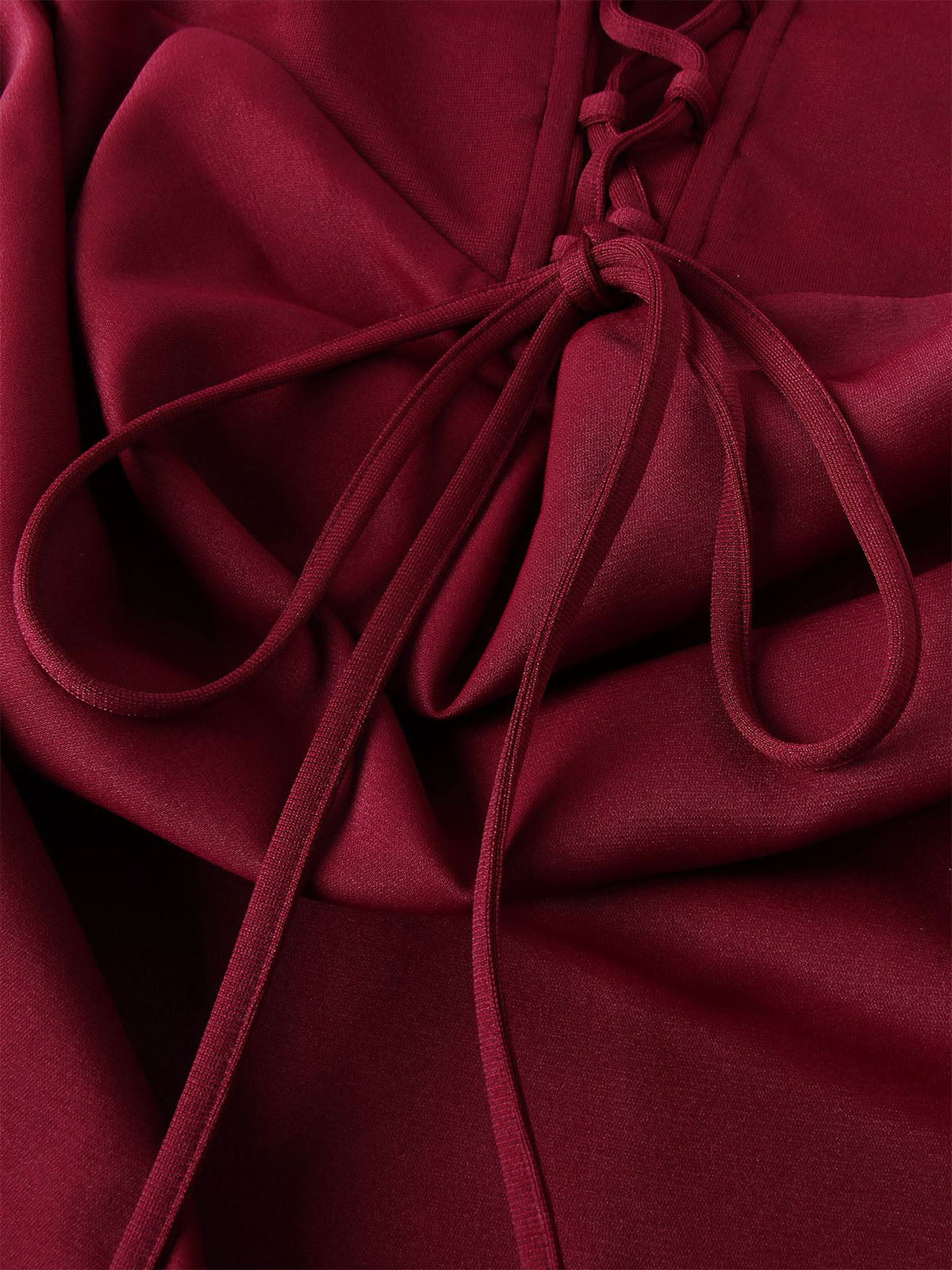 Sexy Square Neck Lace Up Bodycon Draped Corset Maxi Dress - Burgundy