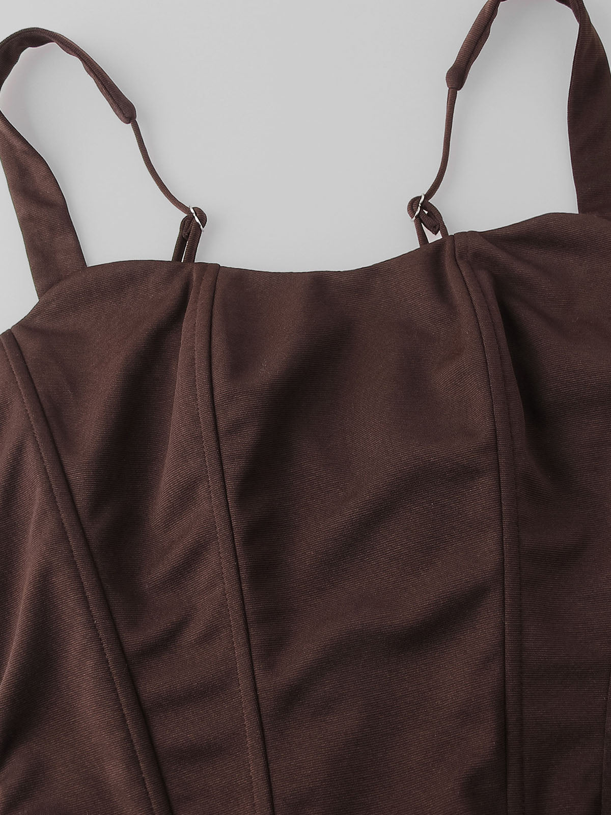 Sexy Square Neck Lace Up Bodycon Draped Corset Maxi Dress - Coffee