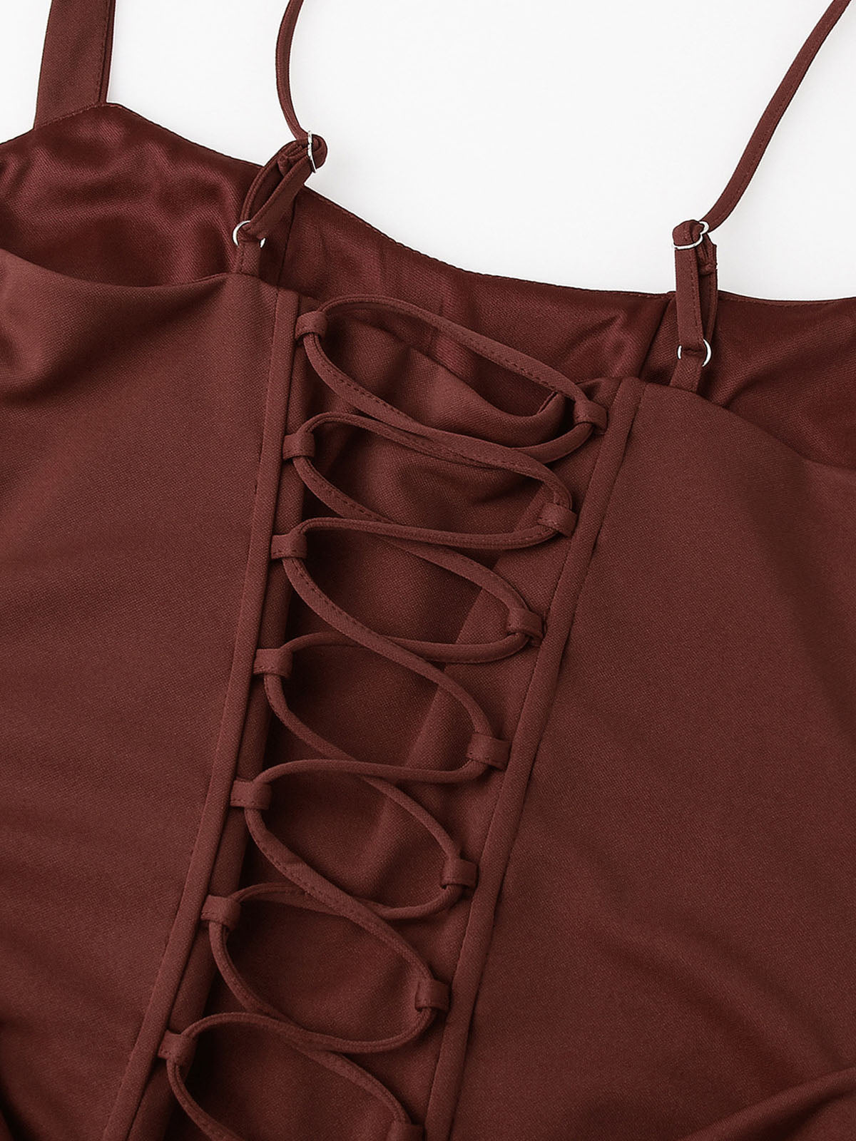 Sexy Square Neck Lace Up Bodycon Draped Corset Mini Dress - Brown