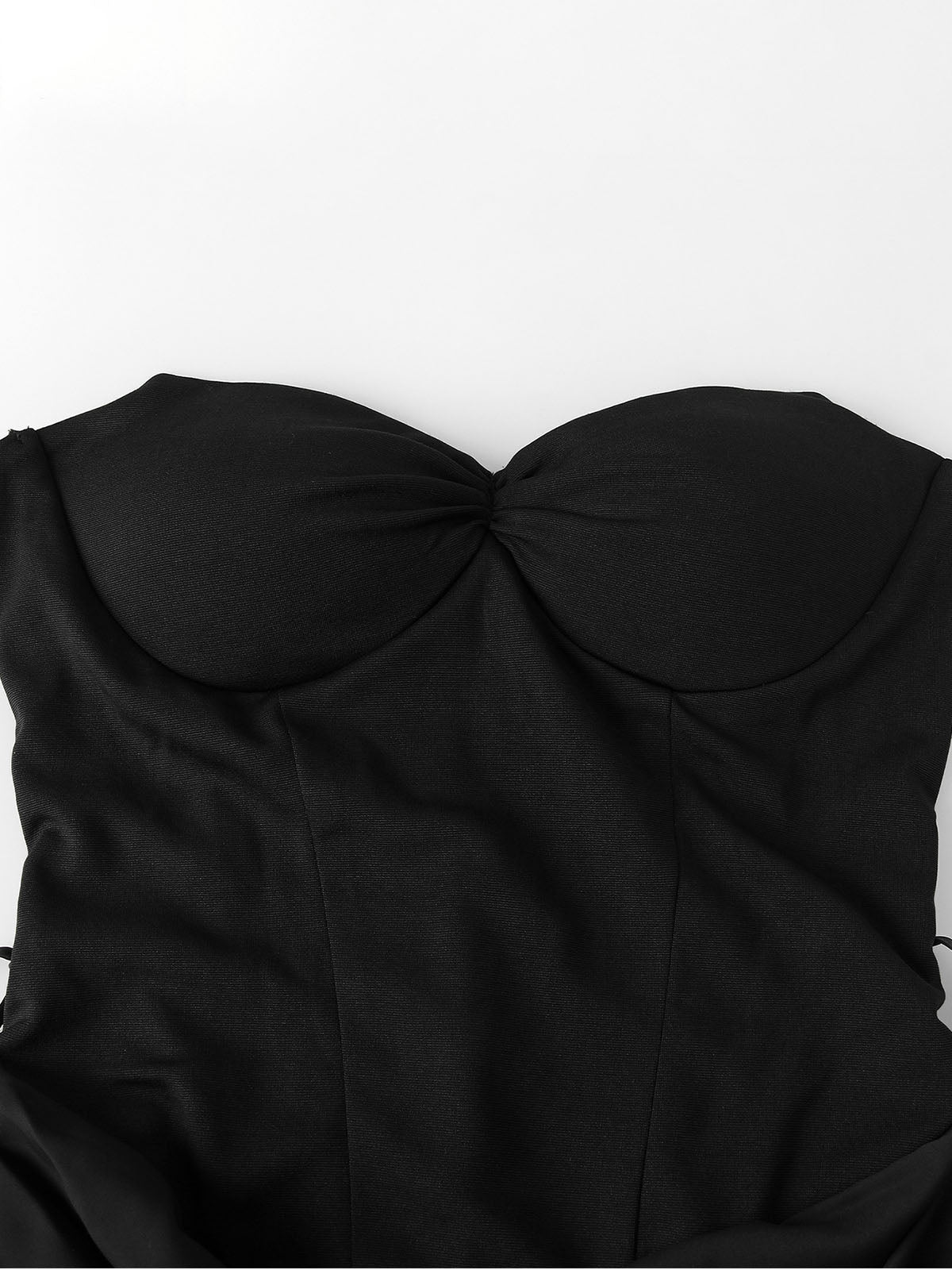 Sexy Sweetheart Strapless Corset Draped Satin Formal Maxi Dress - Black