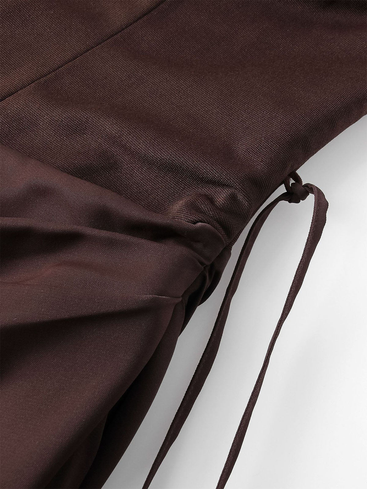 Sexy Sweetheart Strapless Corset Draped Satin Formal Maxi Dress - Coffee