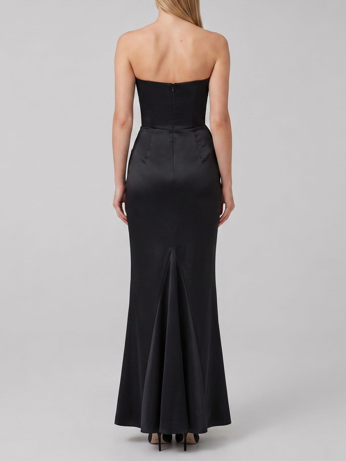 Sexy Sweetheart Strapless Corset Ruched Mermaid Maxi Dress - Black