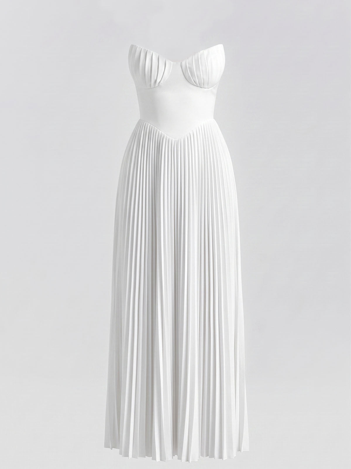 Sexy Sweetheart Strapless Drop Waist Pleated Maxi Dress - White
