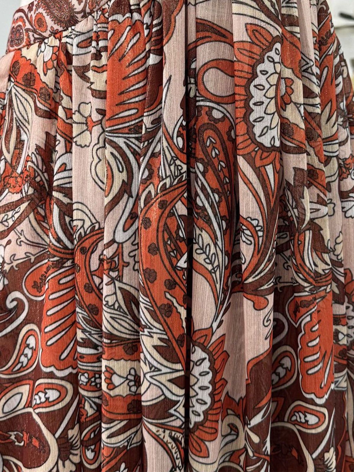 Sparkly Lurex Halter Cutout Waist Paisley Print Maxi Dress - Floral