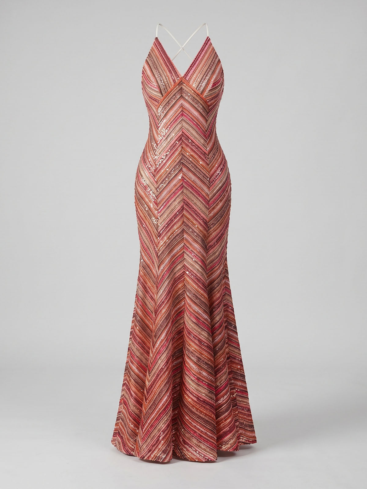 Sparkly Sequin Sleeveless Striped Crochet Knit Maxi Dress - Multicolor