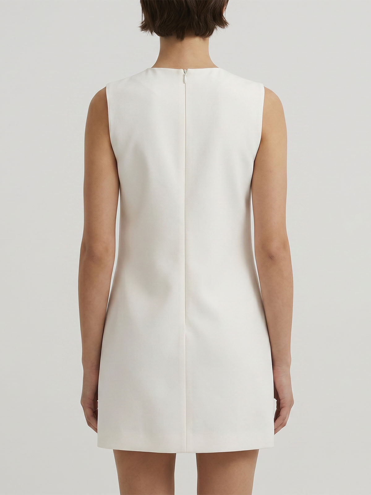 Vibrant 3D Flower Applique Crepe A Line Sleeveless Mini Dress - White