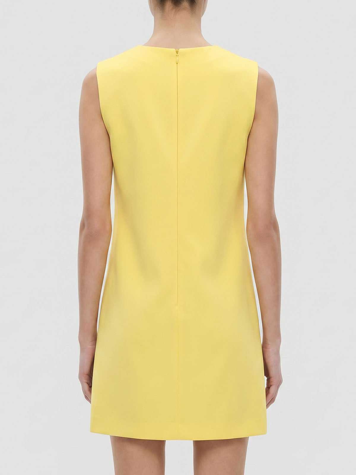 Vibrant 3D Flower Applique Crepe A Line Sleeveless Mini Dress - Yellow