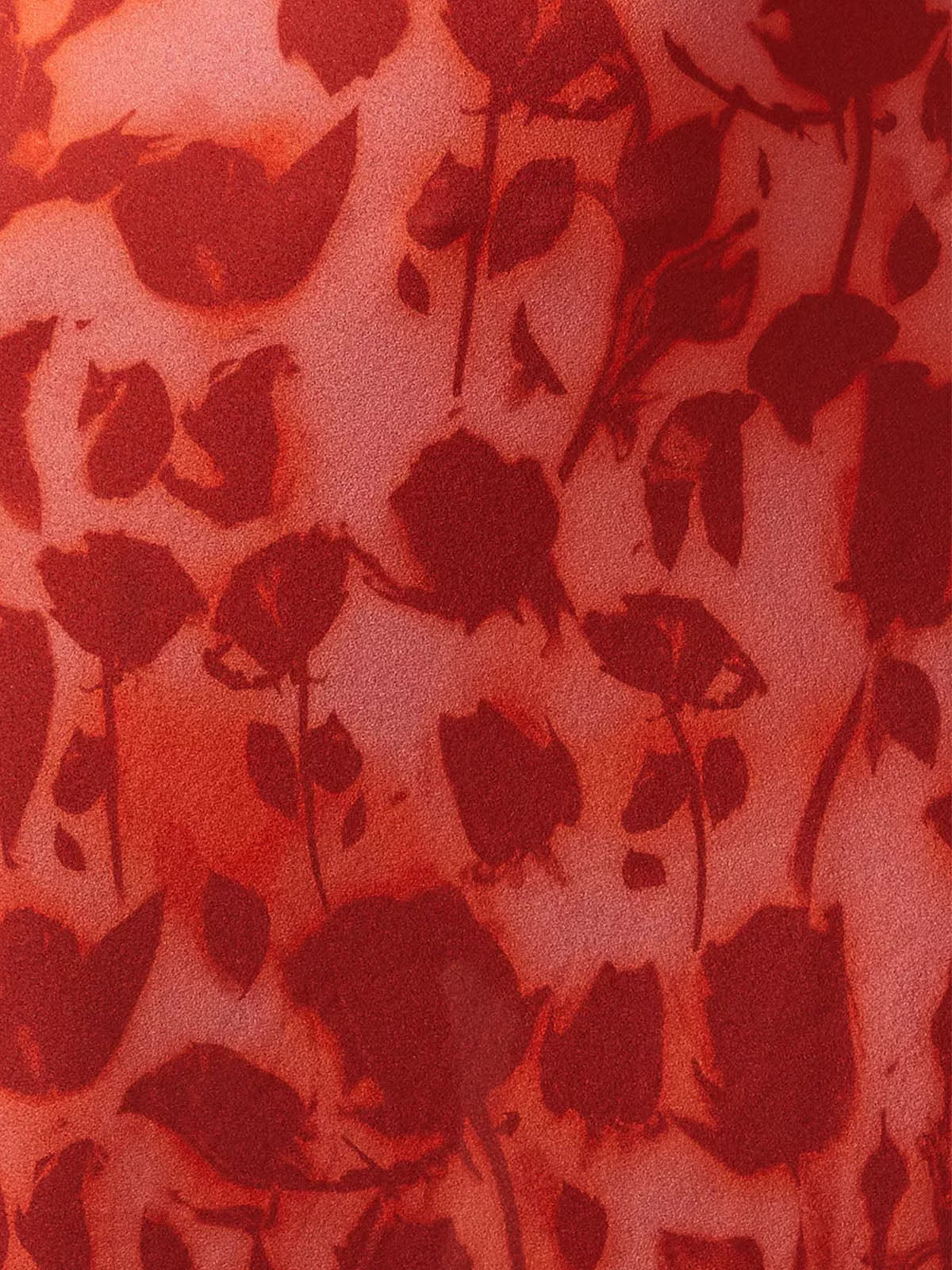 Vintage Floral Boat Neck Bell Sleeve Bias Silk Crepe Maxi Dress - Red